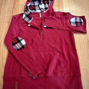 Ampersand Avenue Hoodie- Red with Plaid Flannel Details- Size XXXL